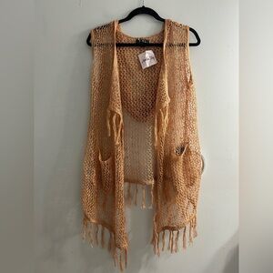 NWT POL bronze crochet hooded cardigan